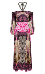 Cici Print Halter Dress - Azalea