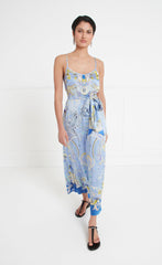 Carline Print Slip Dress - Vista Blue
