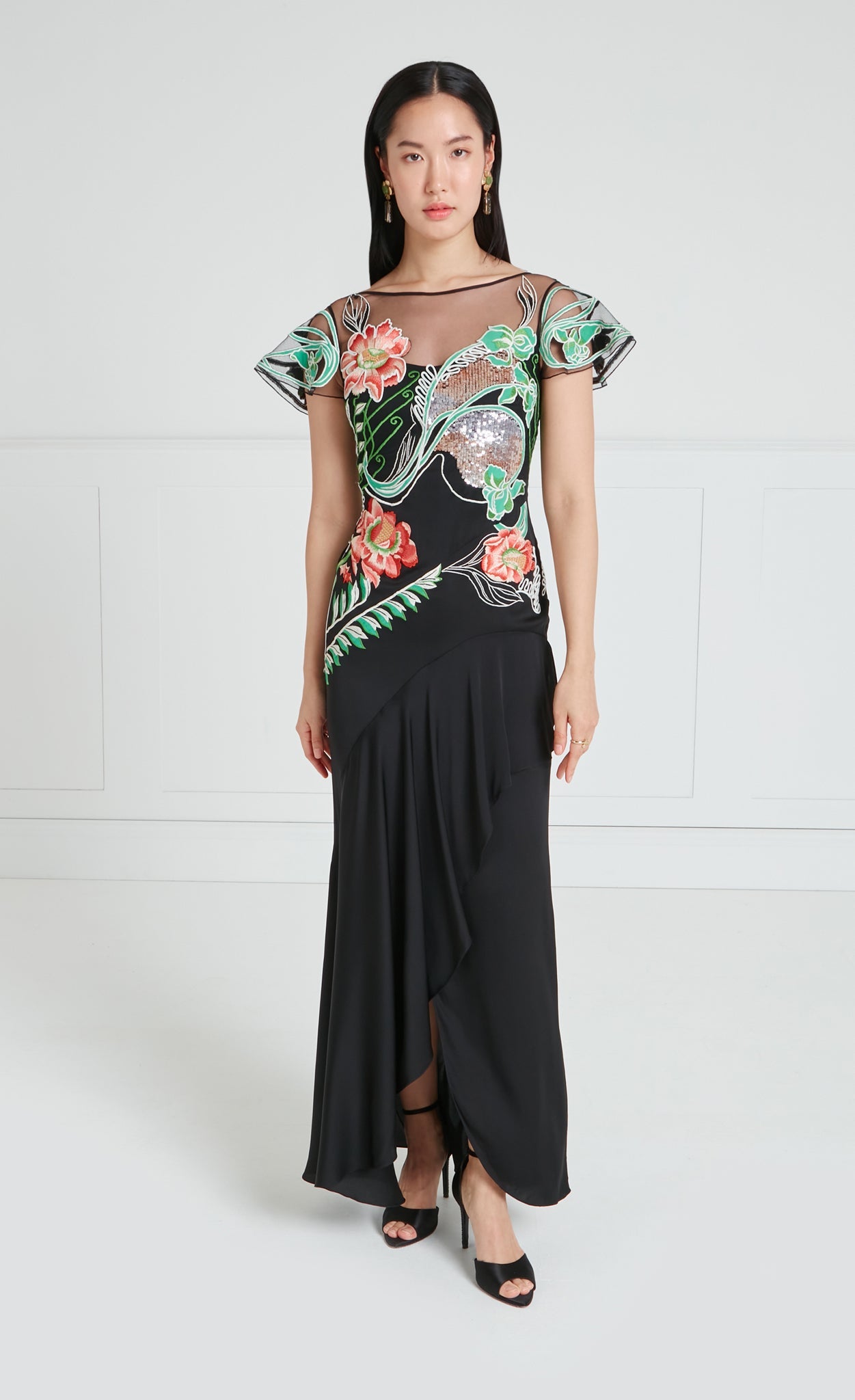 Gracia Ruffle Gown - Black